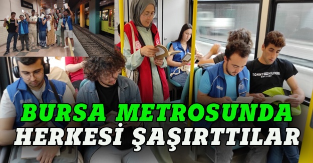 Bursa'daki gençler metroda kitap okudu